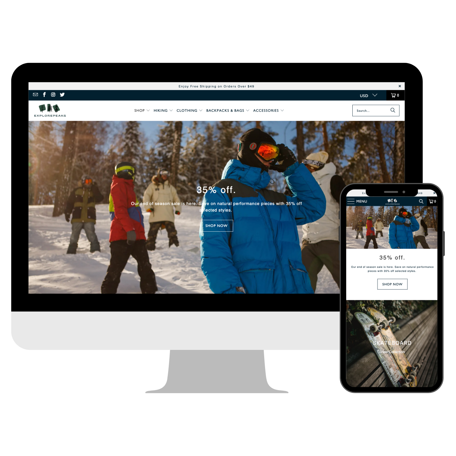 ExplorePeaks - Outdoor Adventure Shopify Website