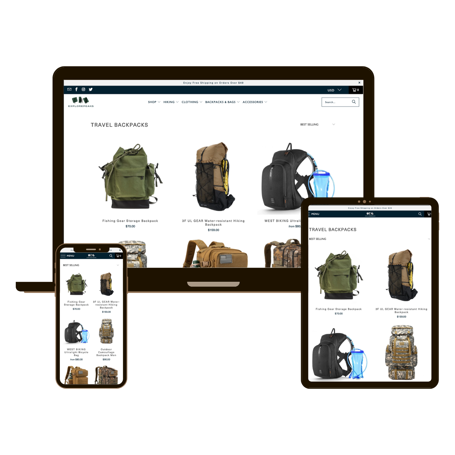 ExplorePeaks - Outdoor Adventure Shopify Website