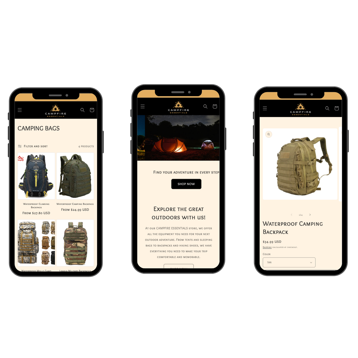 Campfire Essentials Prebuilt Shopify Store