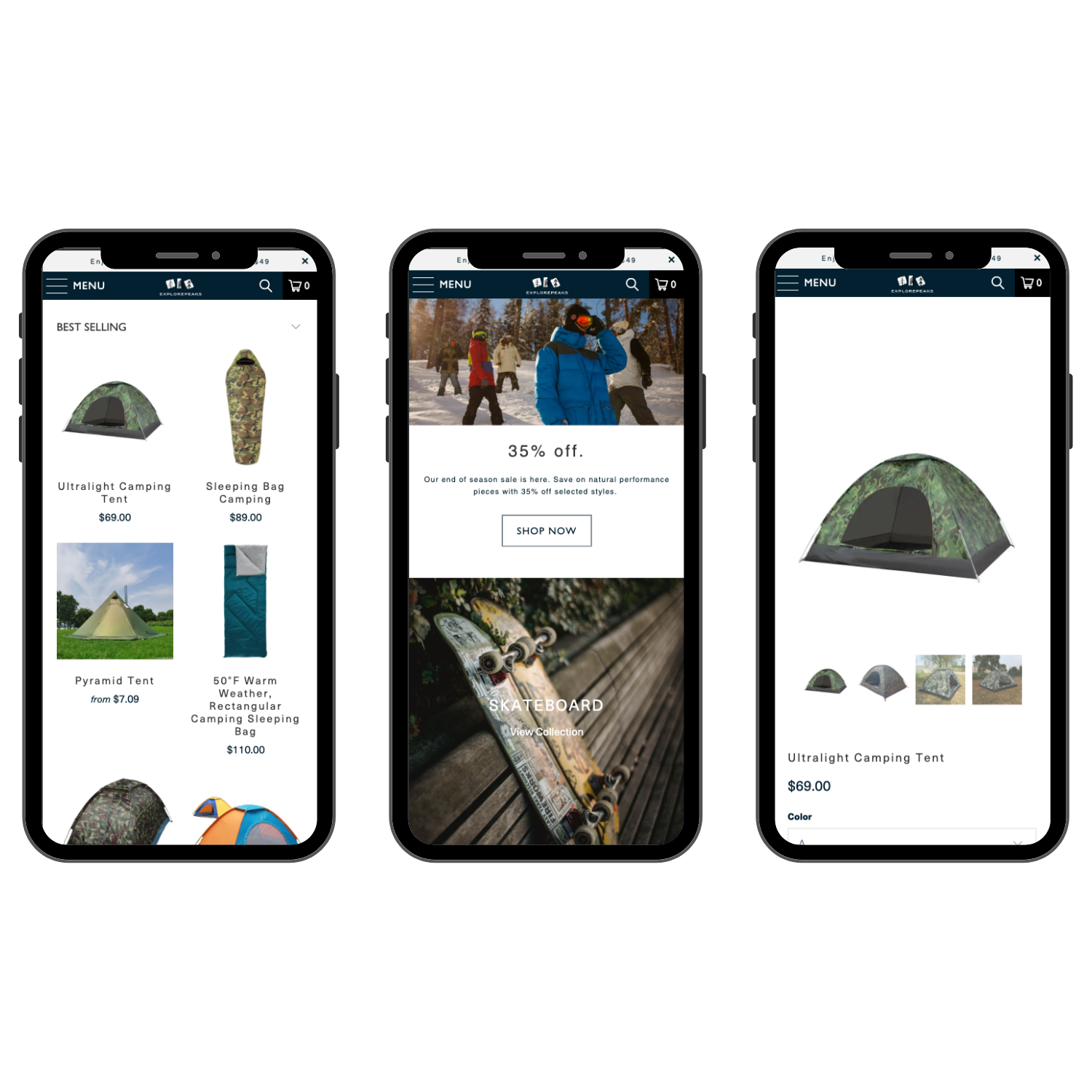 ExplorePeaks - Outdoor Adventure Shopify Website